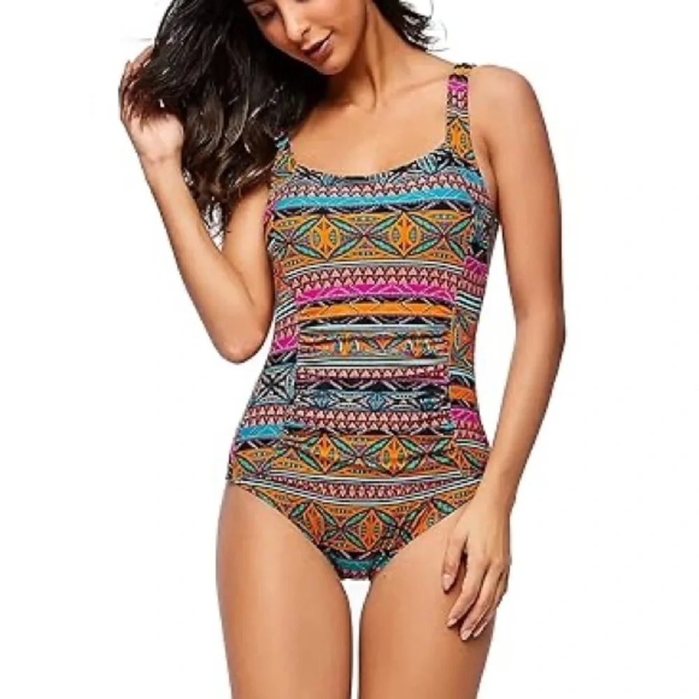 One Piece Abstract Shoulder Monokini Swimsuit Women's NWT Size 6